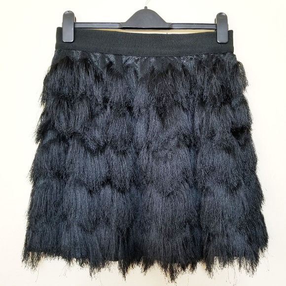 Banana Republic Dresses & Skirts - Banana Republic | Black Fringe Tiered Mini Skirt